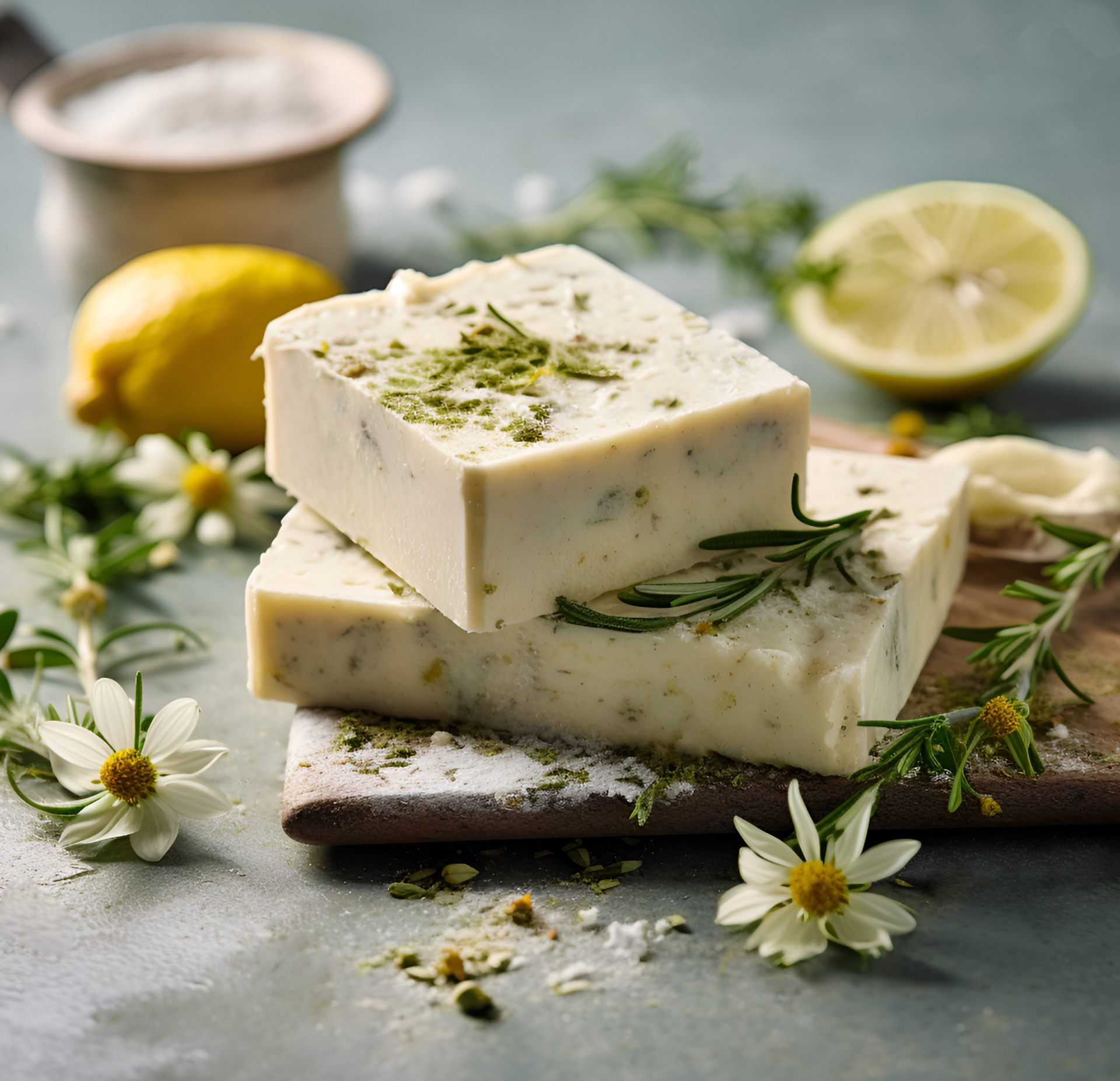 Homemade chamomile soap.